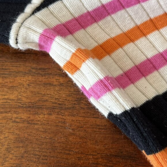 H&M Mama Maternity Rib Jersey Dress Striped Orange Pink Midi Cotton Elastane XL - Picture 13 of 13